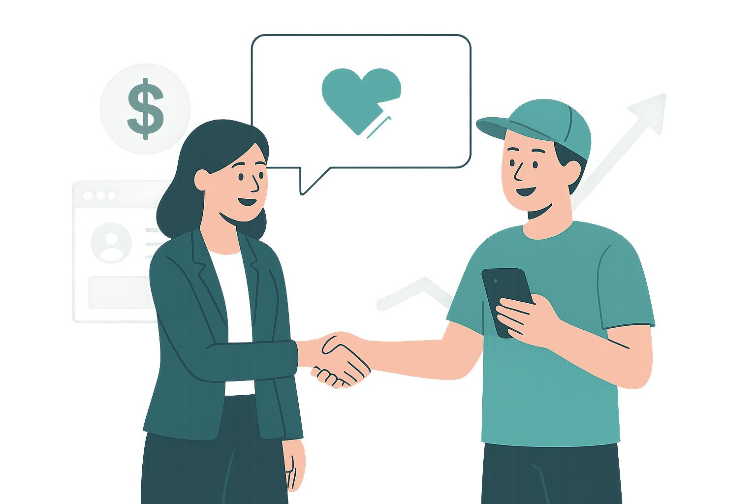 Ilustração: marcas a conectar com influencers